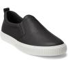 imageLauren Ralph Lauren Womens Haddley Tumbled Leather Slipon SneakerBlack