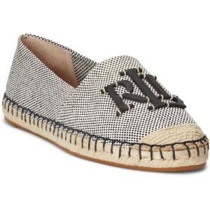imageLauren Ralph Lauren Womens Cameryn Iii Canvas ampamp Leather EspadrilleNaturalBlackBlack