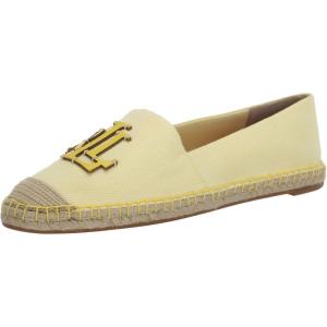 imageLauren Ralph Lauren Womens Cameryn Iii Canvas ampamp Leather EspadrilleNtrlLemon DffdlLemon Dffdl