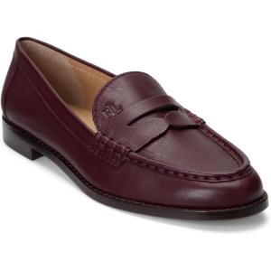 imageLauren Ralph Lauren Womens Wynnie Nappa Leather Loafer PennyVintage Burgundy