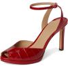 imageLauren Ralph Lauren Womens Kyla CrocodileEmbossed Leather SandalFestive Red