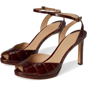 imageLauren Ralph Lauren Womens Kyla CrocodileEmbossed Leather SandalDark Mahogany