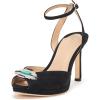 imageLauren Ralph Lauren Womens Kyla Embellished Suede SandalBlack