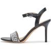 imageLauren Ralph Lauren Womens Gwen Nappa Leather ampamp Woven Straw Sandal HeeledBlackCreamBlack