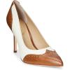 imageLauren Ralph Lauren Womens Lynden Nappa ampamp Burnished Leather PumpDeep Saddle Tan