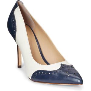 imageLauren Ralph Lauren Womens Lynden Nappa ampamp Burnished Leather PumpFrench Navy