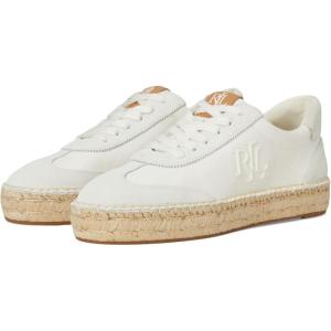 imageLauren Ralph Lauren Womens Luize Canvas ampamp Suede Espadrille SneakerSnow WhiteBianco