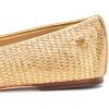 imageLauren Ralph Lauren Womens Jayna LeatherTrim Metallic Straw Flat BalletModern GoldModern Gold
