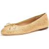 imageLauren Ralph Lauren Womens Jayna LeatherTrim Metallic Straw Flat BalletModern GoldModern Gold