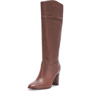 imageLauren Ralph Lauren Womens Page II Burnished Leather Tall BootDark Mahogany
