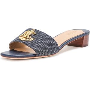 imageLauren Ralph Lauren Womens Fay AnchorLogo CrossDyed Canvas SandalRefined Navy