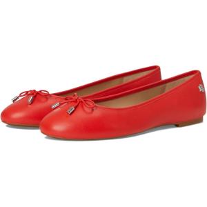 imageLauren Ralph Lauren Womens Jayna Nappa Leather Flats BalletBright Vermilion