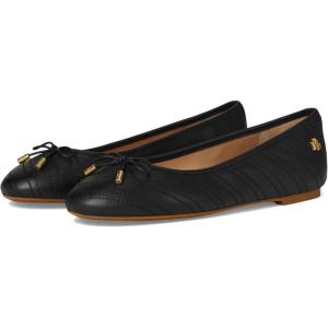 imageLauren Ralph Lauren Womens Jayna Stitched Leather FlatBlackBlack