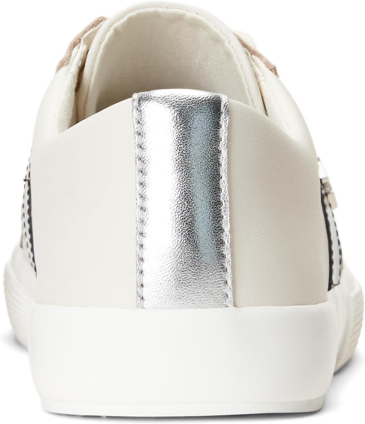 imageLAUREN Ralph Lauren Womens Janson Ii SneakerBallet FlatSoft WhitePolished SilverBlack