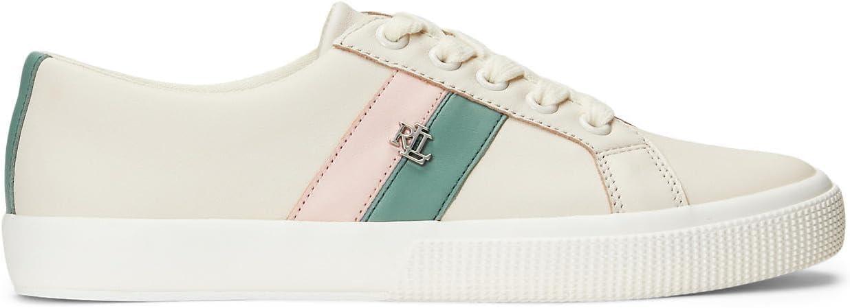 imageLAUREN Ralph Lauren Womens Janson Ii SneakerBallet FlatSoft WhiteSoft LaurelPink Opal
