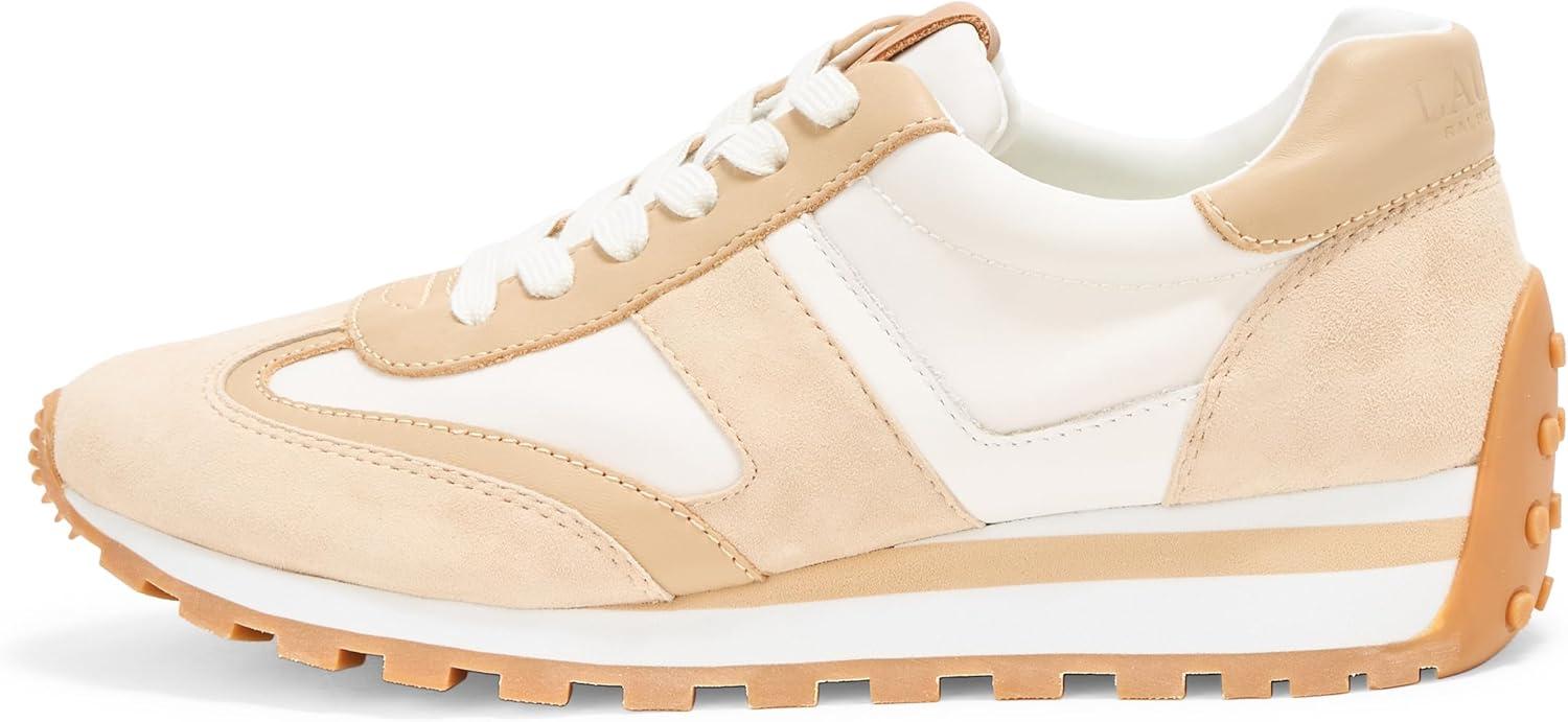 imageLauren Ralph Lauren Womens Dani Suede ampamp Leather SneakerSnw WhtSand DuneSand Dune