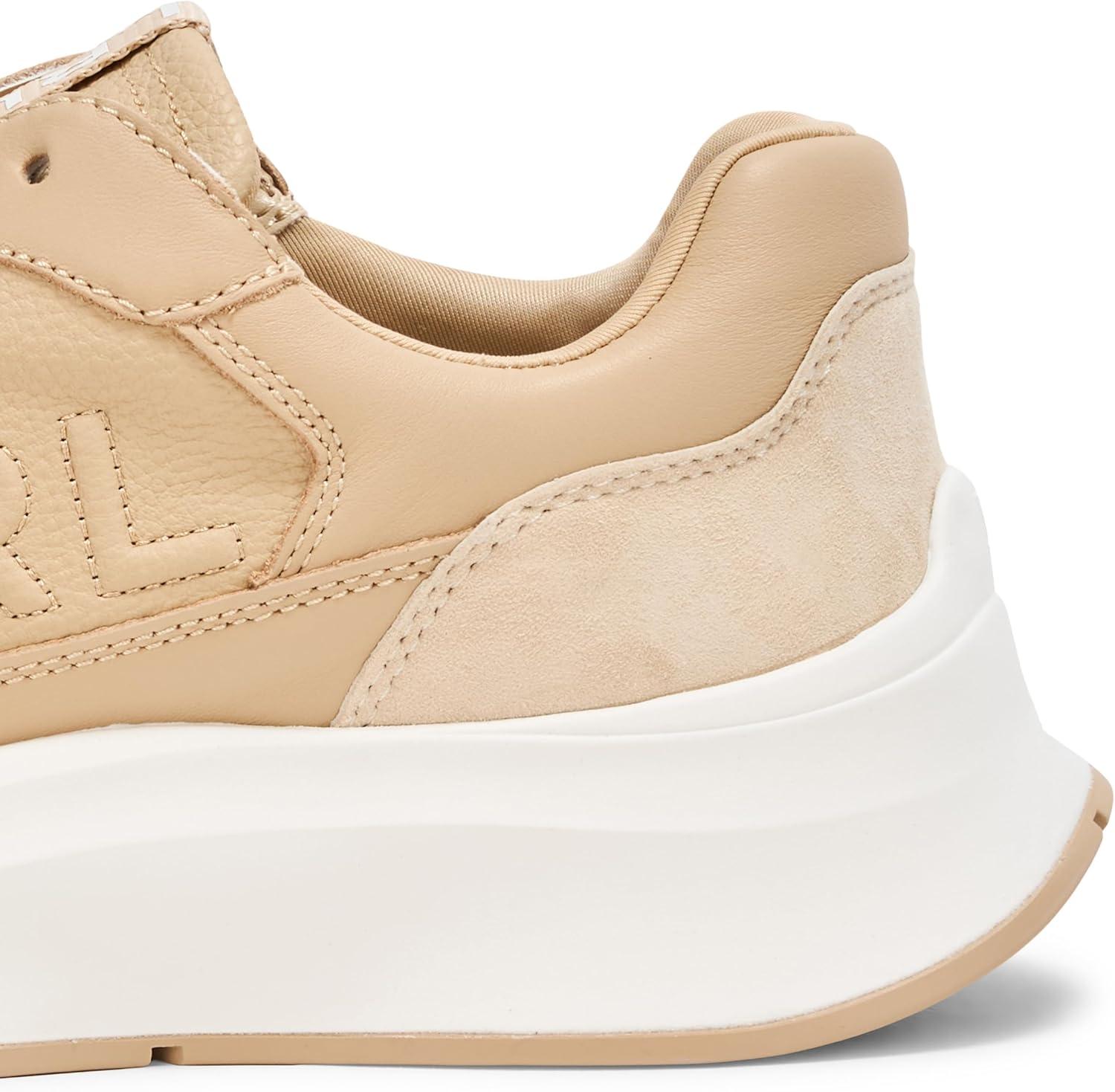 imageLauren Ralph Lauren Womens Franky Tumbled Leather ampamp Suede SneakerSand DuneSand Dune