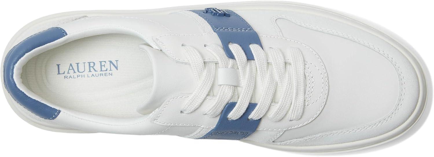imageLauren Ralph Lauren Womens Harlie ColorBlocked Leather SneakersSnow WhiteBiancoCapri Blue