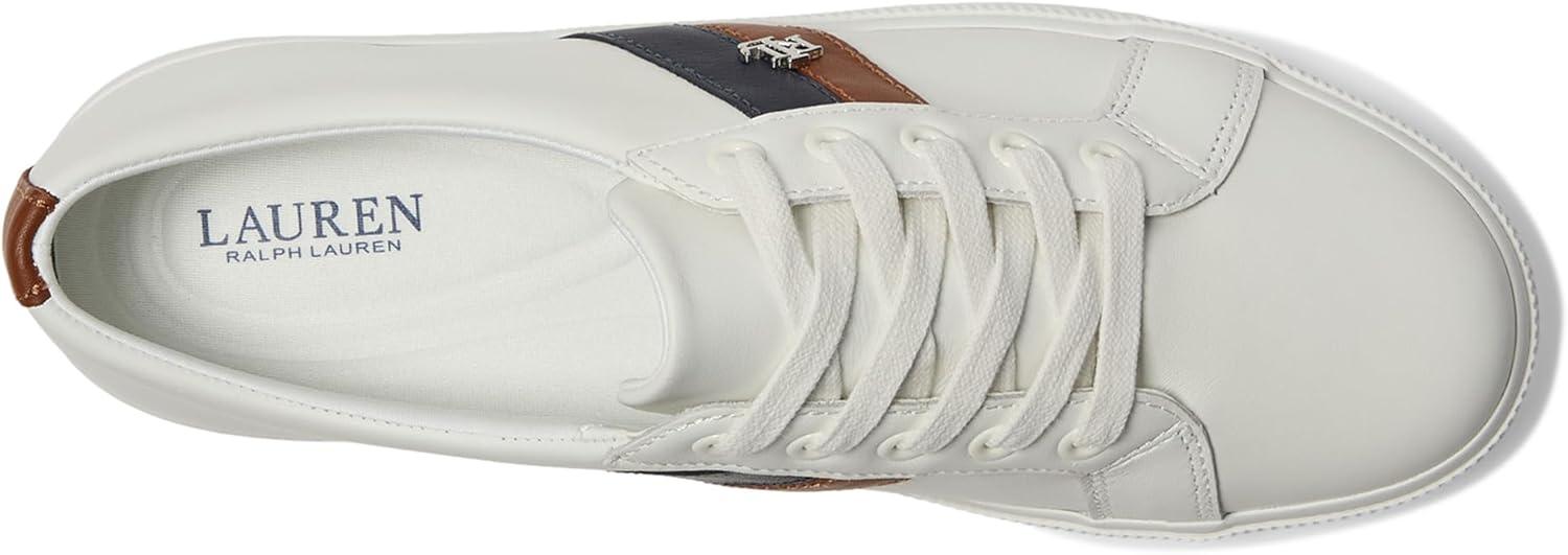 imageLauren Ralph Lauren Womens Janson II Leather SneakerSnw WhtLauren NavyLauren Tan