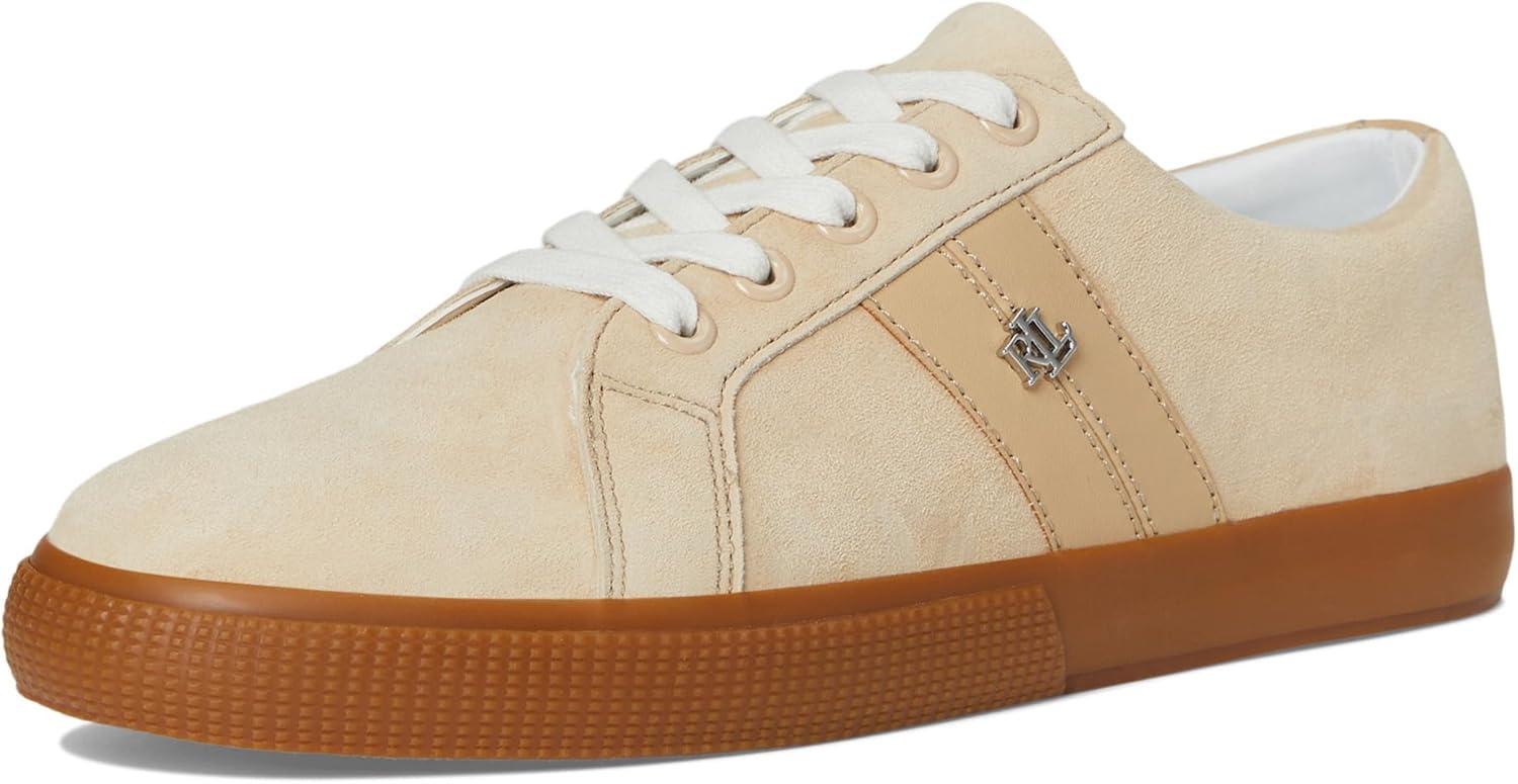 imageLauren Ralph Lauren Womens Janson II Suede ampamp Nappa Leather SneakersSand Dune