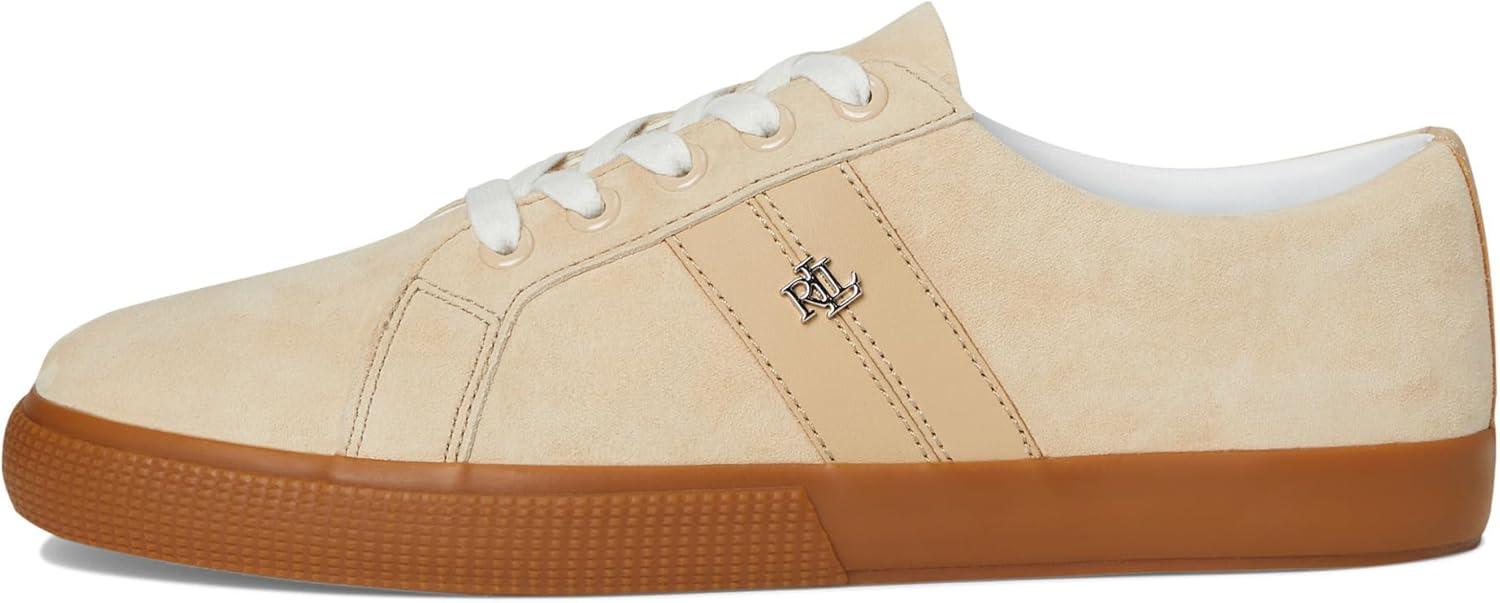imageLauren Ralph Lauren Womens Janson II Suede ampamp Nappa Leather SneakersSand Dune