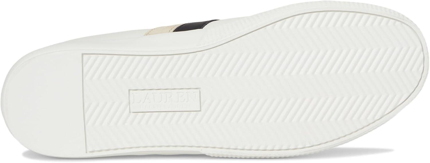 imageLauren Ralph Lauren Womens Janson Ii ColorBlocked Leather SneakersSnow WhiteBlackSand Dune
