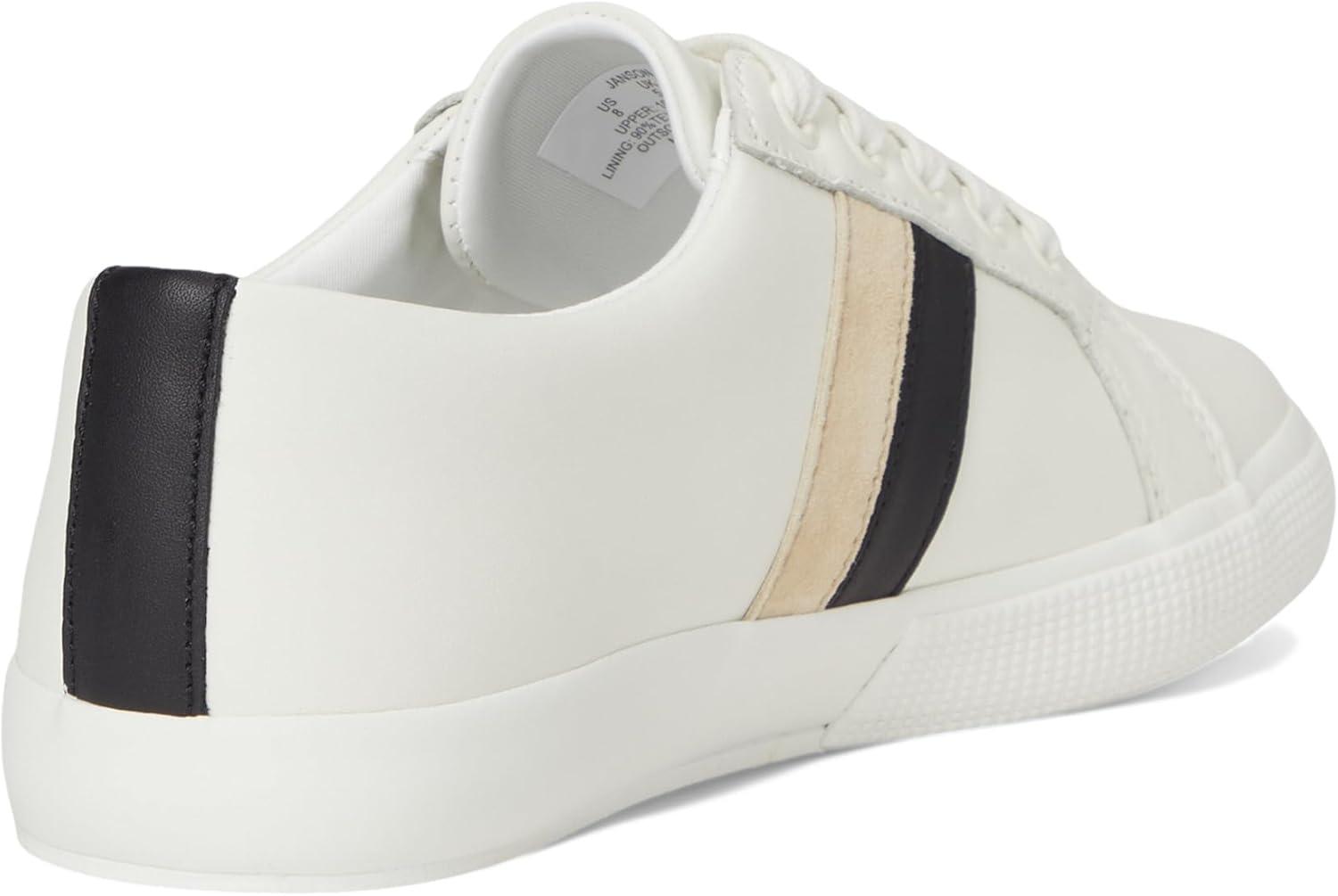 imageLauren Ralph Lauren Womens Janson Ii ColorBlocked Leather SneakersSnow WhiteBlackSand Dune