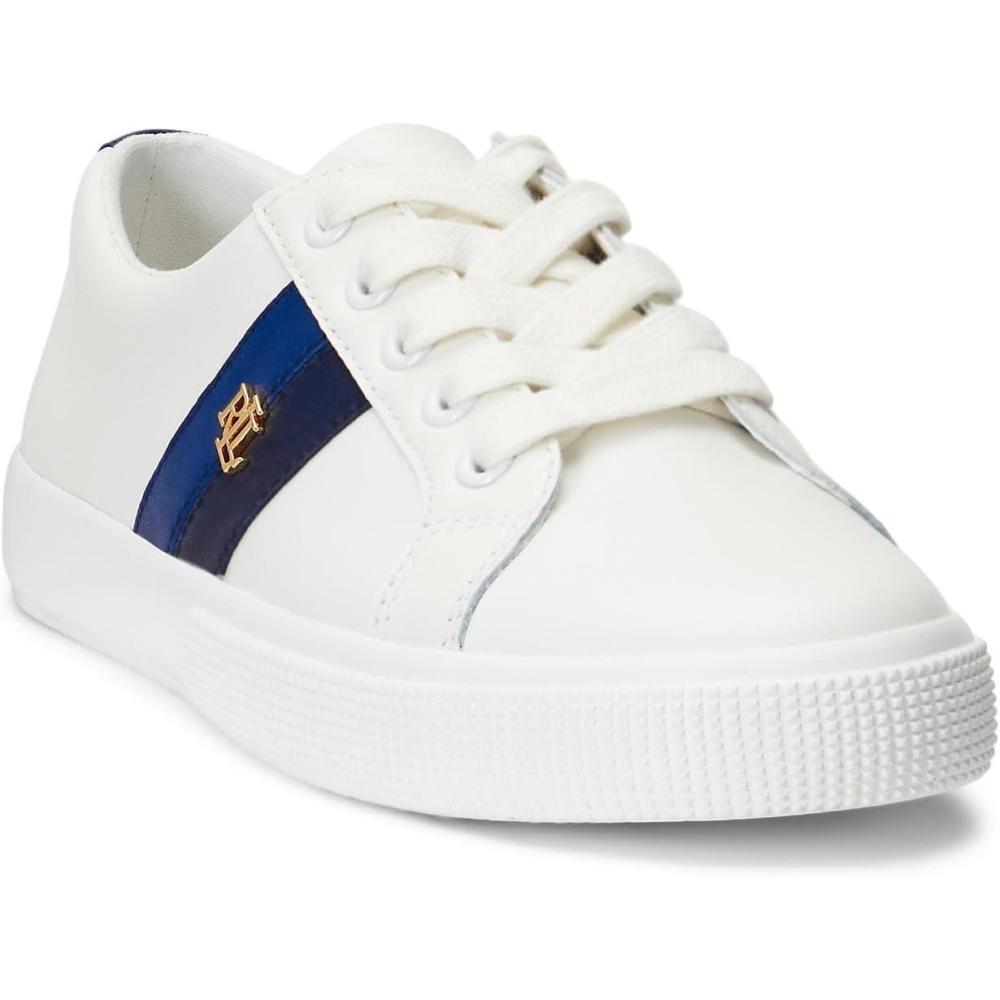 imageLAUREN Ralph Lauren Womens Janson Ii SneakerBallet FlatSnow WhiteRefind NavyIndigo Sail