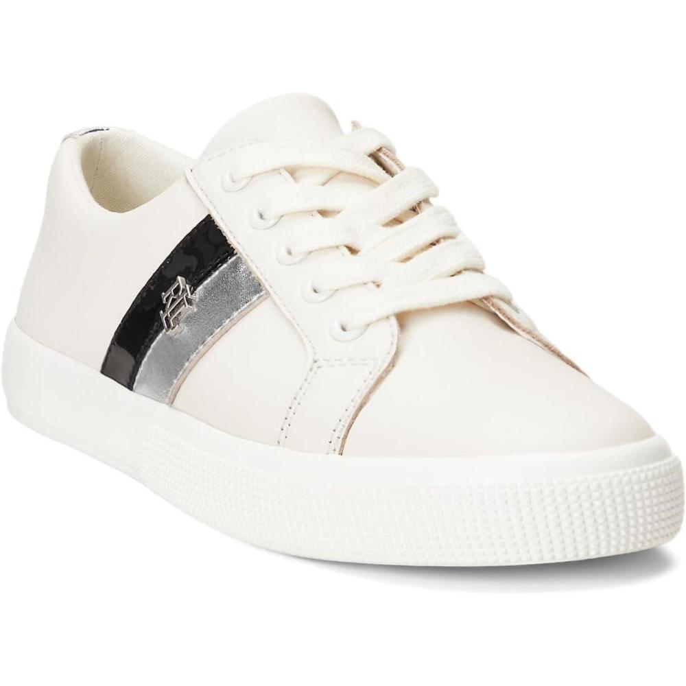 imageLAUREN Ralph Lauren Womens Janson Ii SneakerBallet FlatSoft WhitePolished SilverBlack