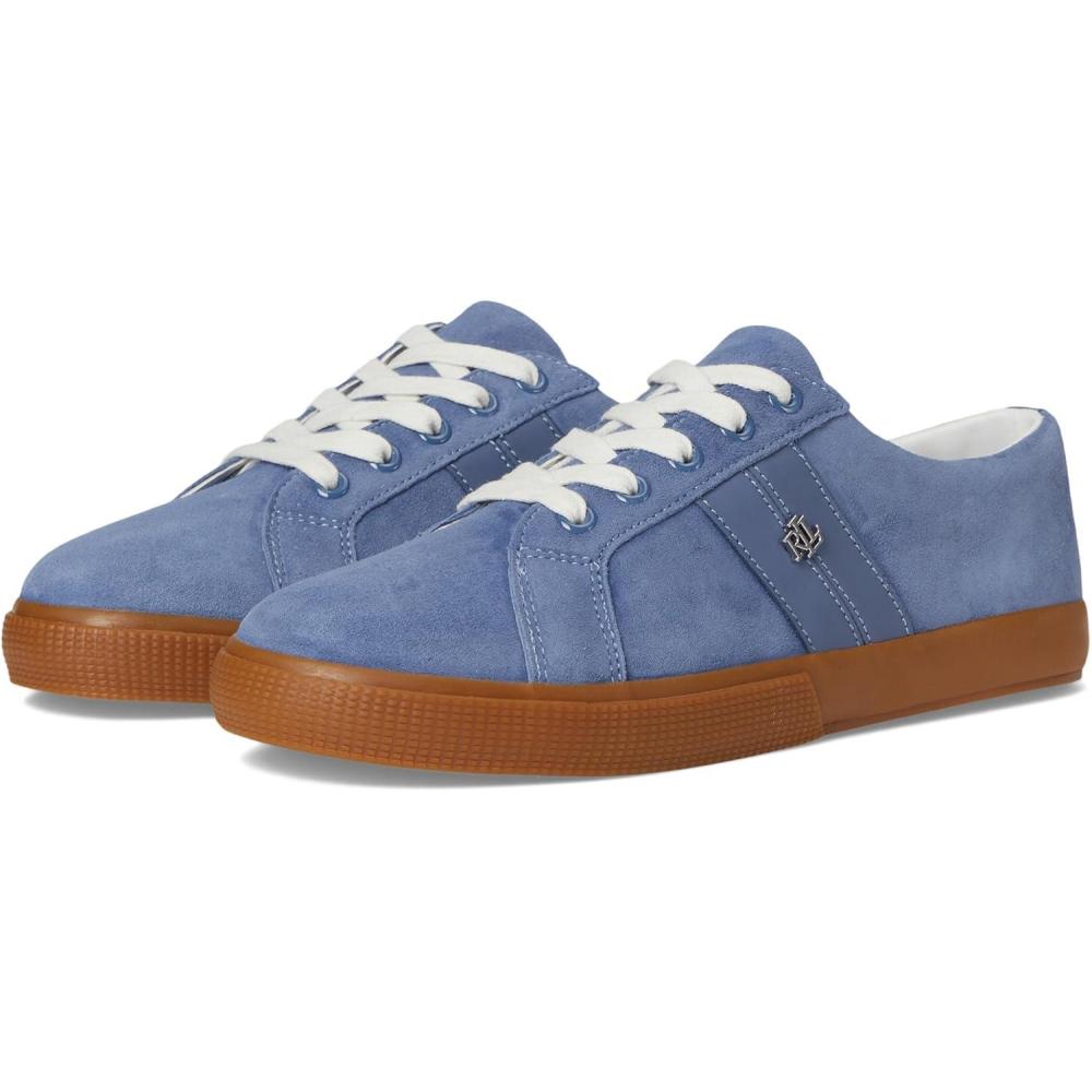 imageLauren Ralph Lauren Womens Janson II Suede ampamp Nappa Leather SneakersCapri Blue