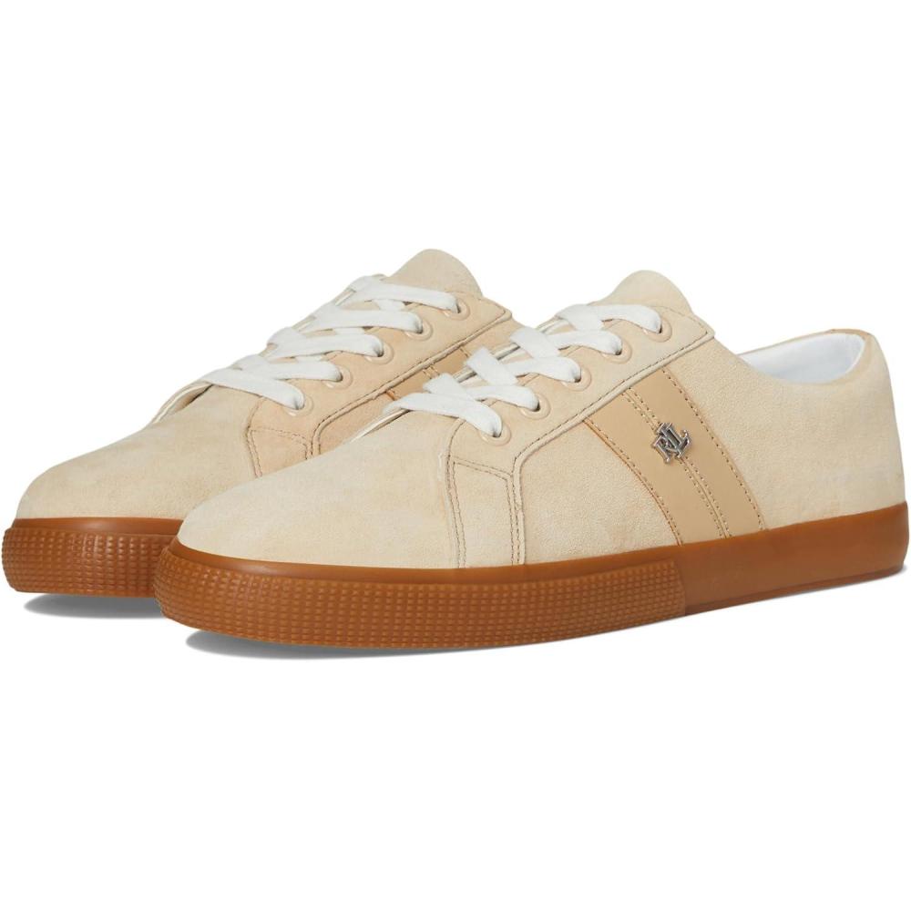 imageLauren Ralph Lauren Womens Janson II Suede ampamp Nappa Leather SneakersSand Dune