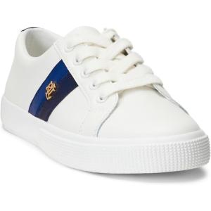 imageLAUREN Ralph Lauren Womens Janson Ii SneakerBallet FlatSnow WhiteRefind NavyIndigo Sail