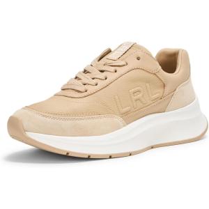 imageLauren Ralph Lauren Womens Franky Tumbled Leather ampamp Suede SneakerSand DuneSand Dune