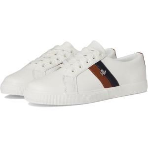 imageLauren Ralph Lauren Womens Janson II Leather SneakerSnw WhtLauren NavyLauren Tan