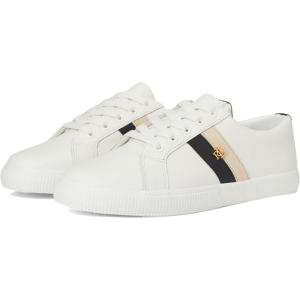 imageLauren Ralph Lauren Womens Janson Ii ColorBlocked Leather SneakersSnow WhiteBlackSand Dune