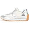 imageLauren Ralph Lauren Womens Dani Metallic Leather ampamp Suede SneakerSnw WhtBiancoPlshd Silver