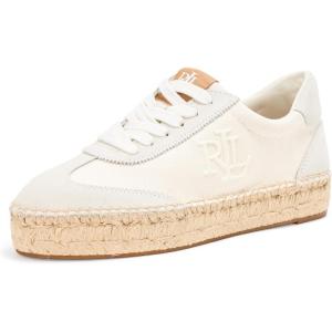 imageLauren Ralph Lauren Womens Luize Canvas ampamp Suede Espadrille SneakerSnow WhiteBianco