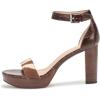 image:imageLauren Ralph Lauren Womens Sylvia ZebraPrintTrim Embossed Sandal HeeledZebraDark Hickory