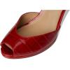 image:imageLauren Ralph Lauren womens Kyla Crocodileembossed Leather SandalsFestive Red