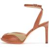 image:imageLauren Ralph Lauren Womens AnkleStrap Kyla Canvas amp Calfskin Wingtip SandalHunter OliveLauren Tan