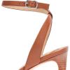 image:imageLauren Ralph Lauren Womens AnkleStrap Kyla Canvas amp Calfskin Wingtip SandalHunter OliveLauren Tan