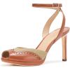 image:imageLauren Ralph Lauren Womens AnkleStrap Kyla Canvas amp Calfskin Wingtip SandalHunter OliveLauren Tan