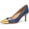 image:imageLauren Ralph Lauren Womens Lanette TwoTone Nappa Leather PumpRefined NavyModern Gold