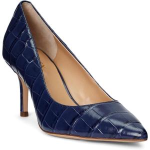 image:imageLauren Ralph Lauren Womens Lanette Crocodile Embossed Leather PumpsRefined Navy