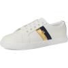 image:imageLauren Ralph Lauren Janson II Leather SneakersSnow WhiteModern GoldRefined Navy