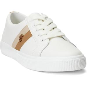 image:imageLauren Ralph Lauren Janson II Leather SneakersSnow WhiteExplorer SandBuff