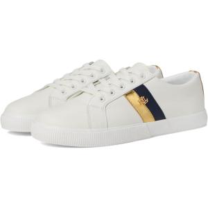 image:imageLauren Ralph Lauren Janson II Leather SneakersSnow WhiteModern GoldRefined Navy