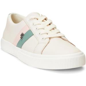 image:imageLauren Ralph Lauren Janson II Leather SneakersSoft WhiteSoft LaurelPink Opal