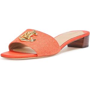 image:imageLauren Ralph Lauren womens Fay Anchorlogo Crossdyed Canvas SandalOrange Lily